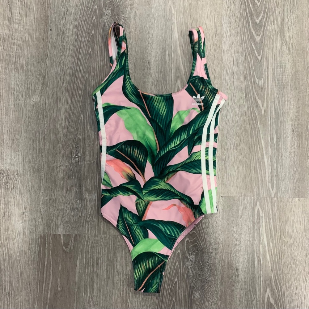 FARM Rio Pink Tropical Leaf One-Piece Bodysuit - Picture 3 of 6